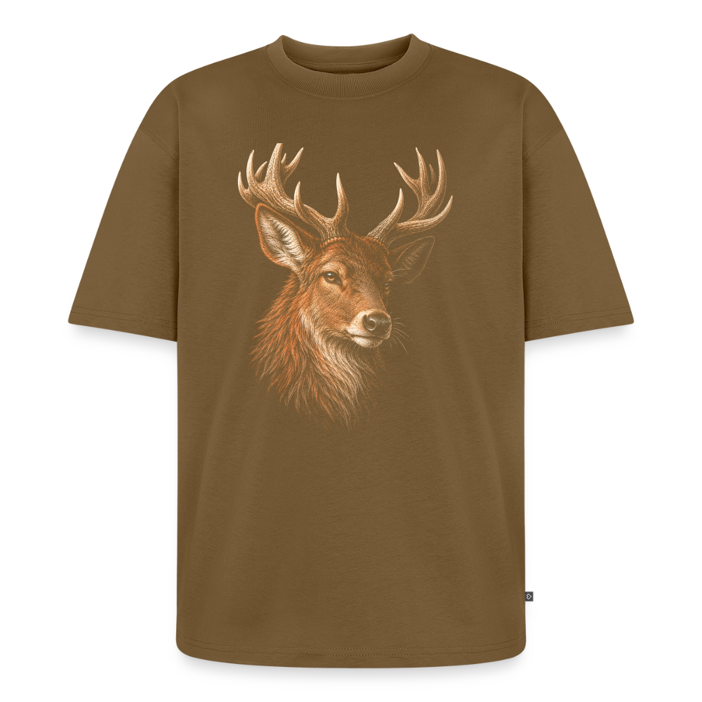 Hirsch Premium Oversized Bio T-Shirt - Nussbraun
