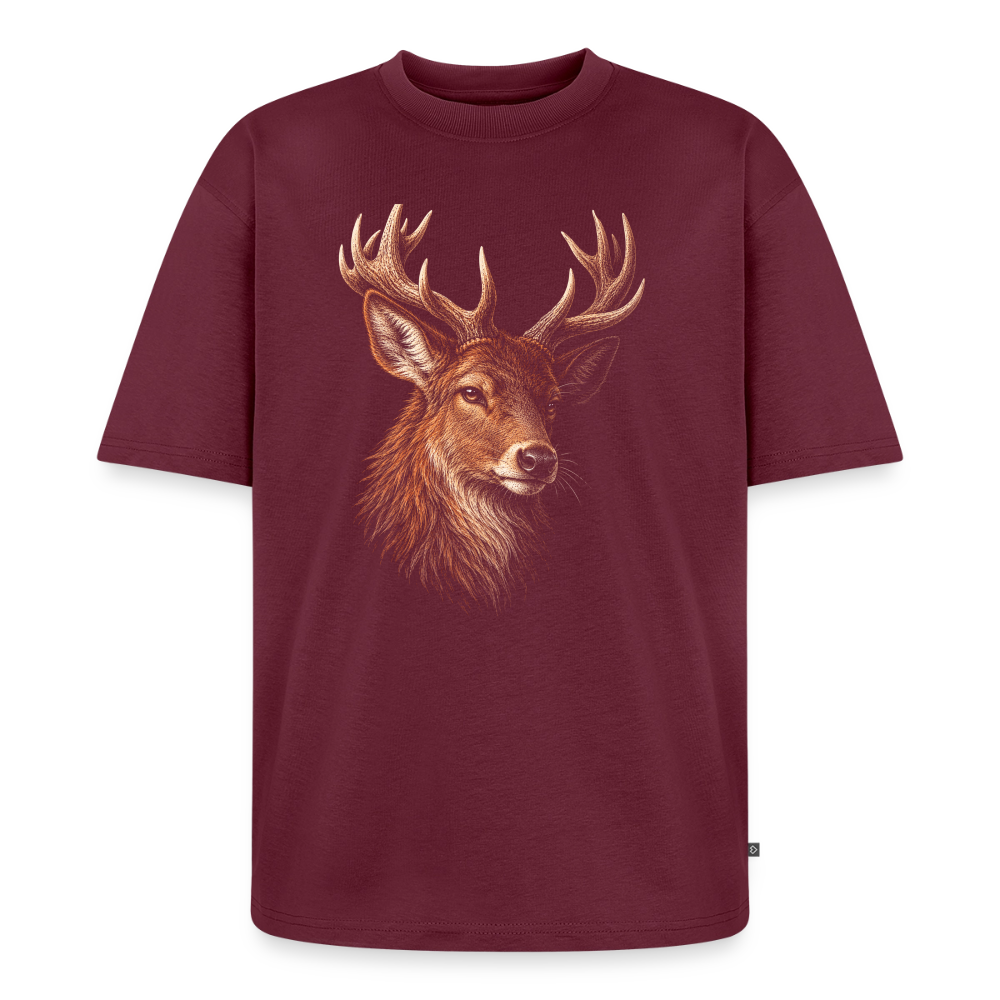 Hirsch Premium Oversized Bio T-Shirt - Burgunderrot
