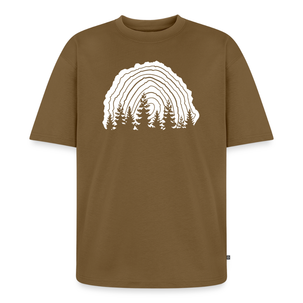 Holzschnitt Premium Oversized Bio T-Shirt - Nussbraun