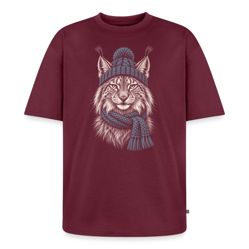 Luchs Premium Oversized Bio T-Shirt - Burgunderrot