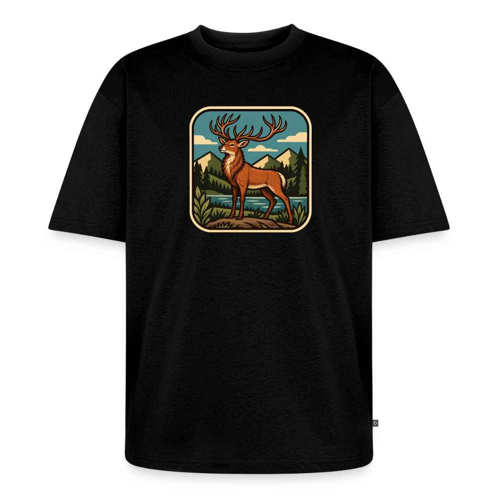 Waldwappen Hirsch  Premium Oversized Bio T-Shirt - Schwarz