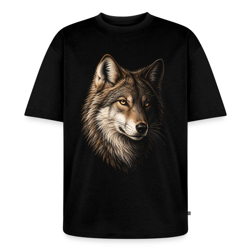 Wolf Premium Oversized Bio T-Shirt - Schwarz