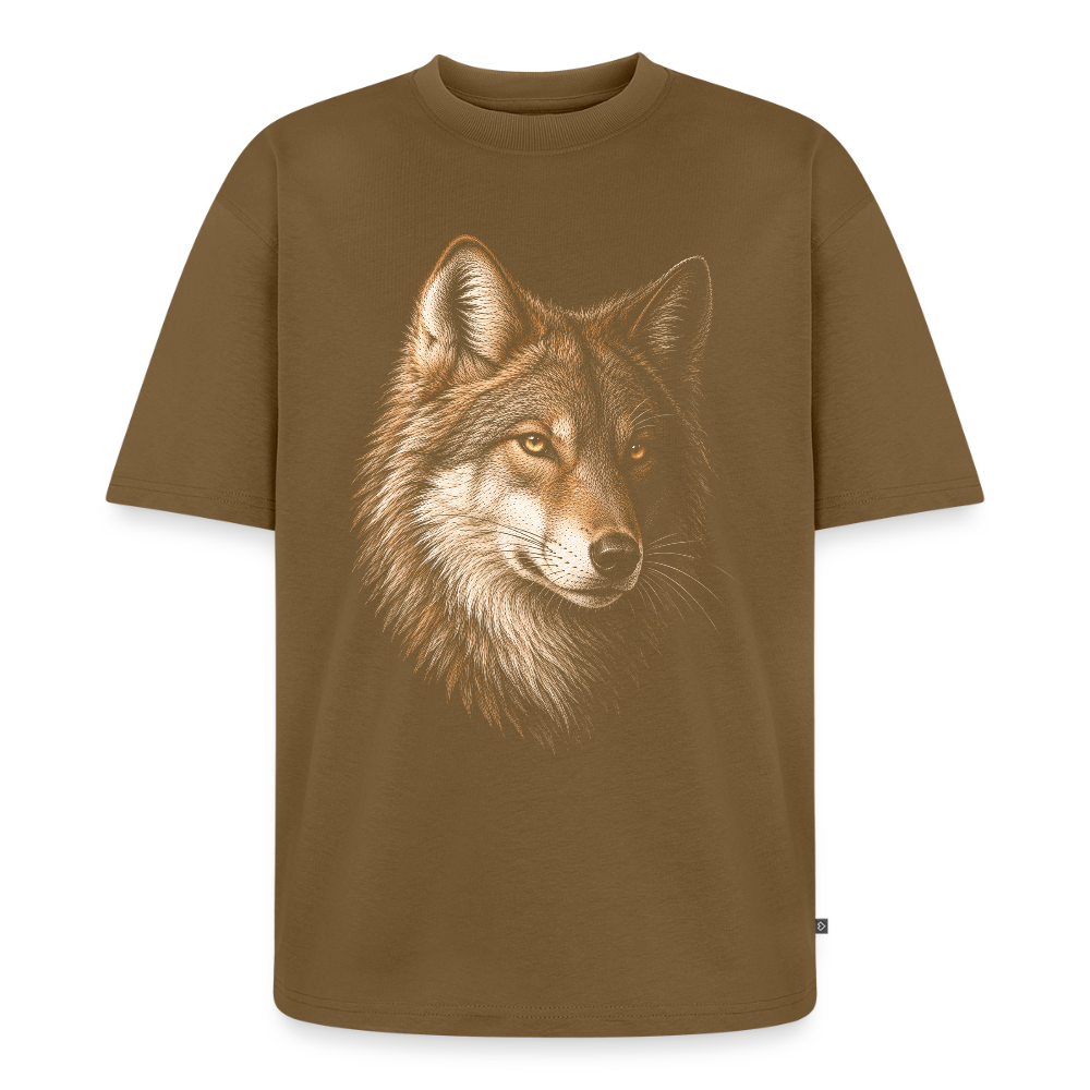 Wolf Premium Oversized Bio T-Shirt - Nussbraun