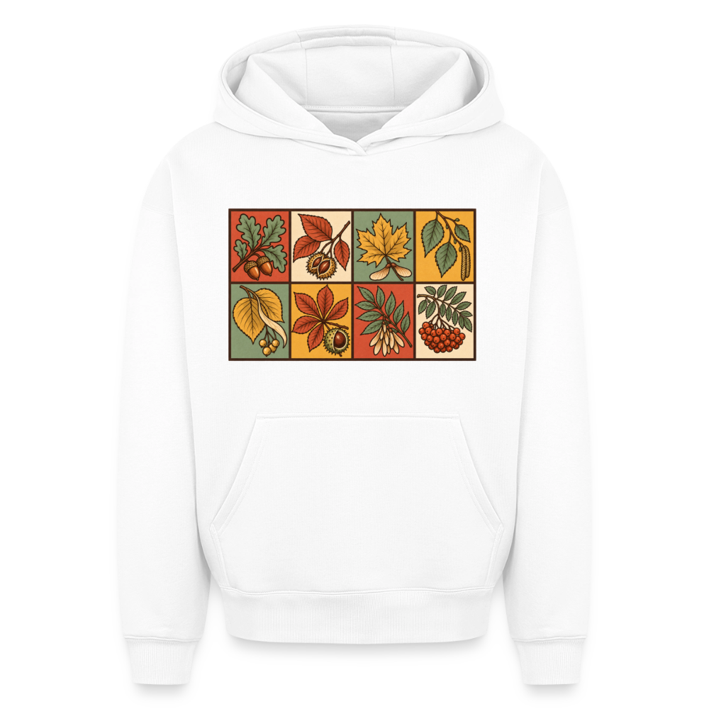 Waldblätter Oversized Heavyweight Hoodie - Weiß