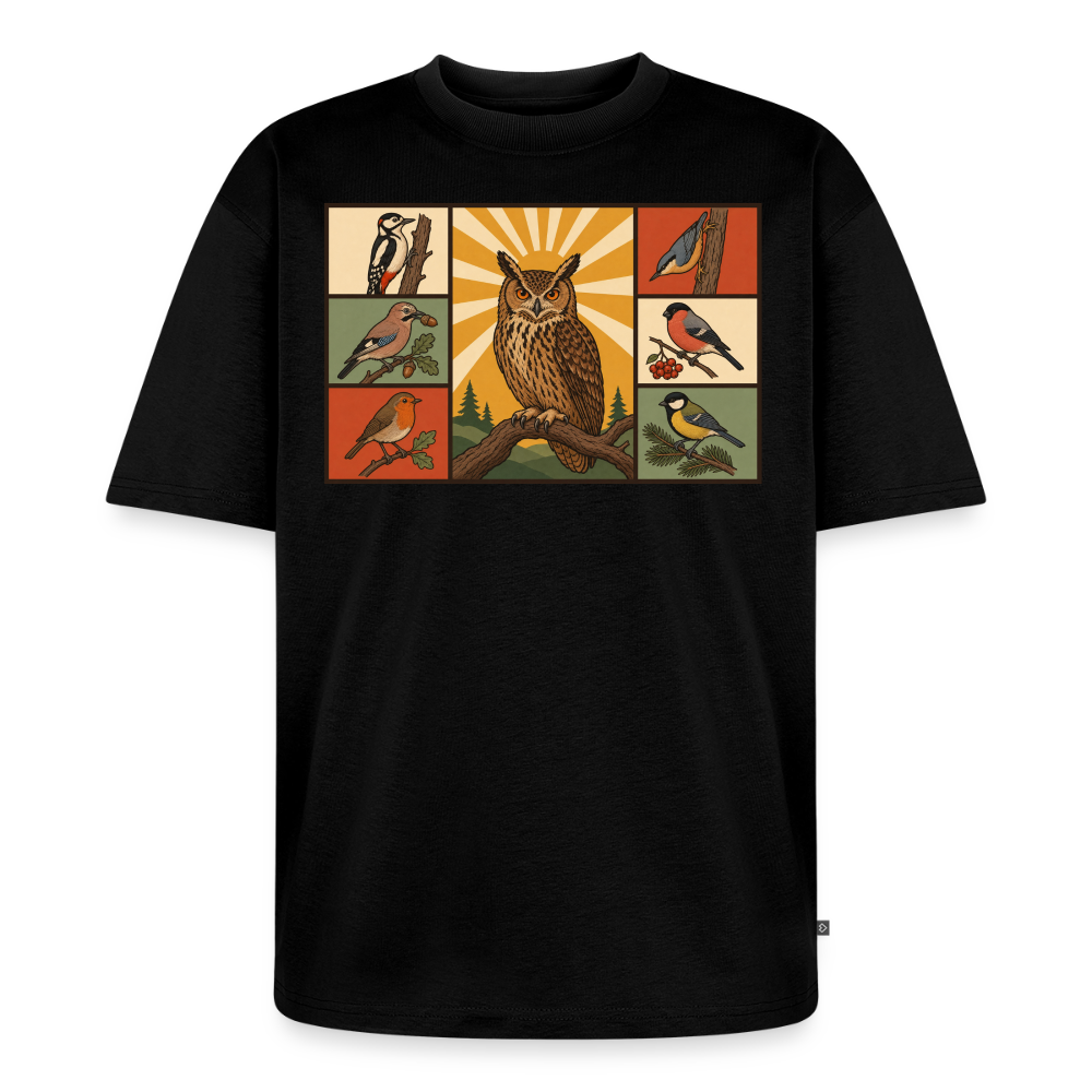 Vögel der Natur Premium Oversized Bio T-Shirt - Schwarz