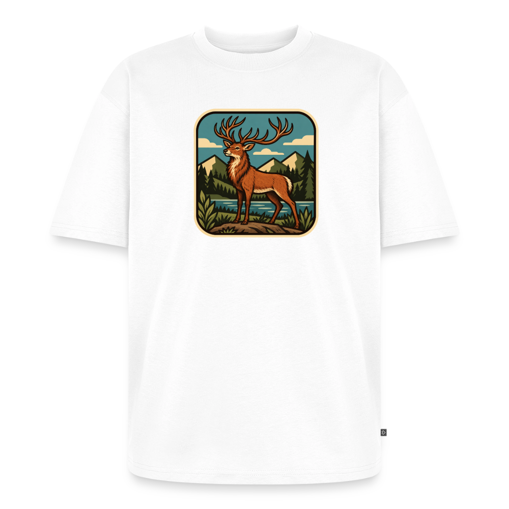 Waldwappen Hirsch  Premium Oversized Bio T-Shirt - Weiß