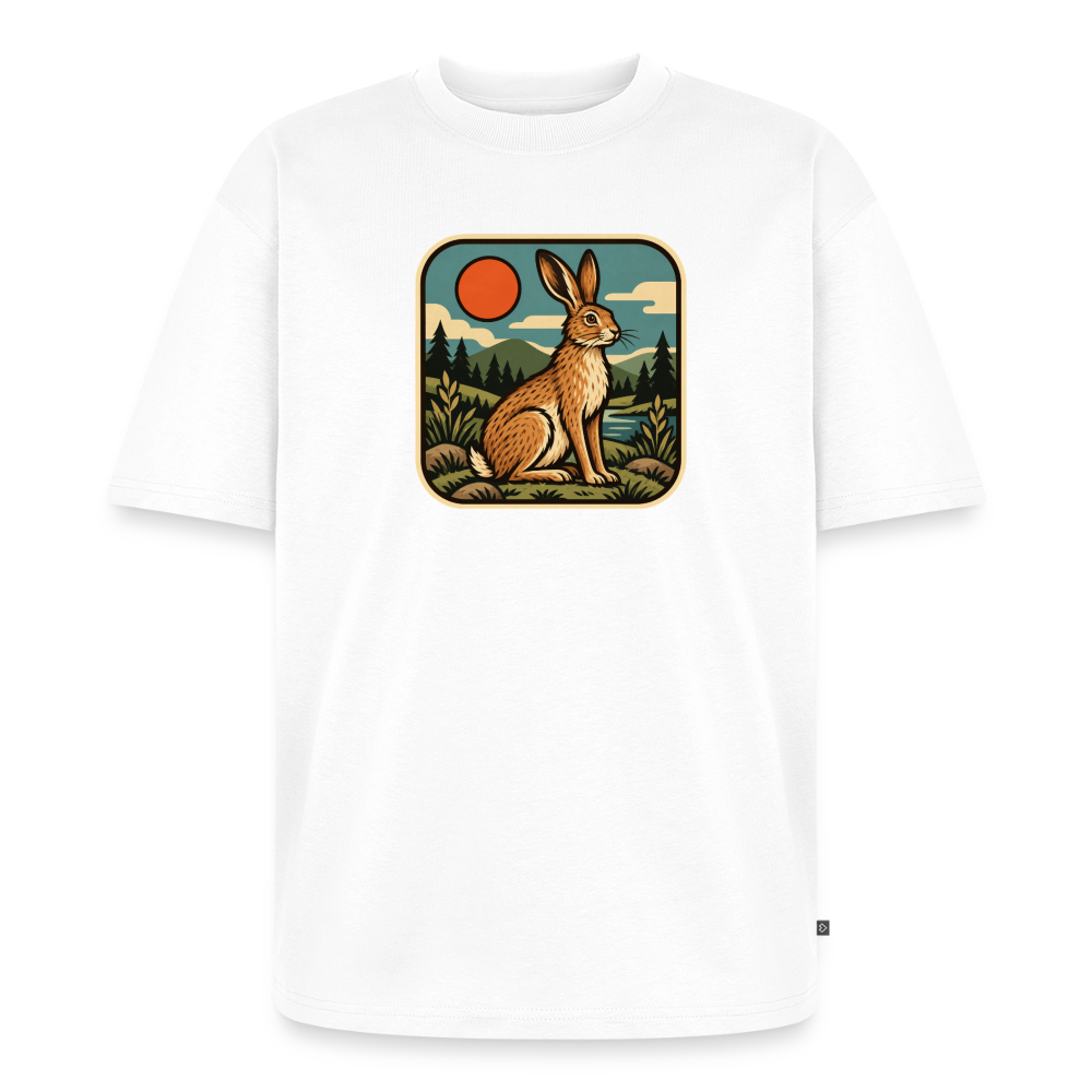 Waldwappen Hase Premium Oversized Bio T-Shirt - Weiß