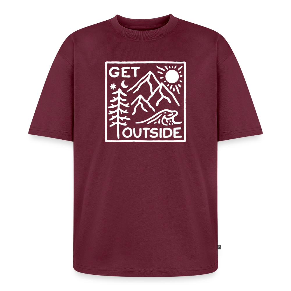 Get Outside Premium Oversized Bio T-Shirt - Burgunderrot