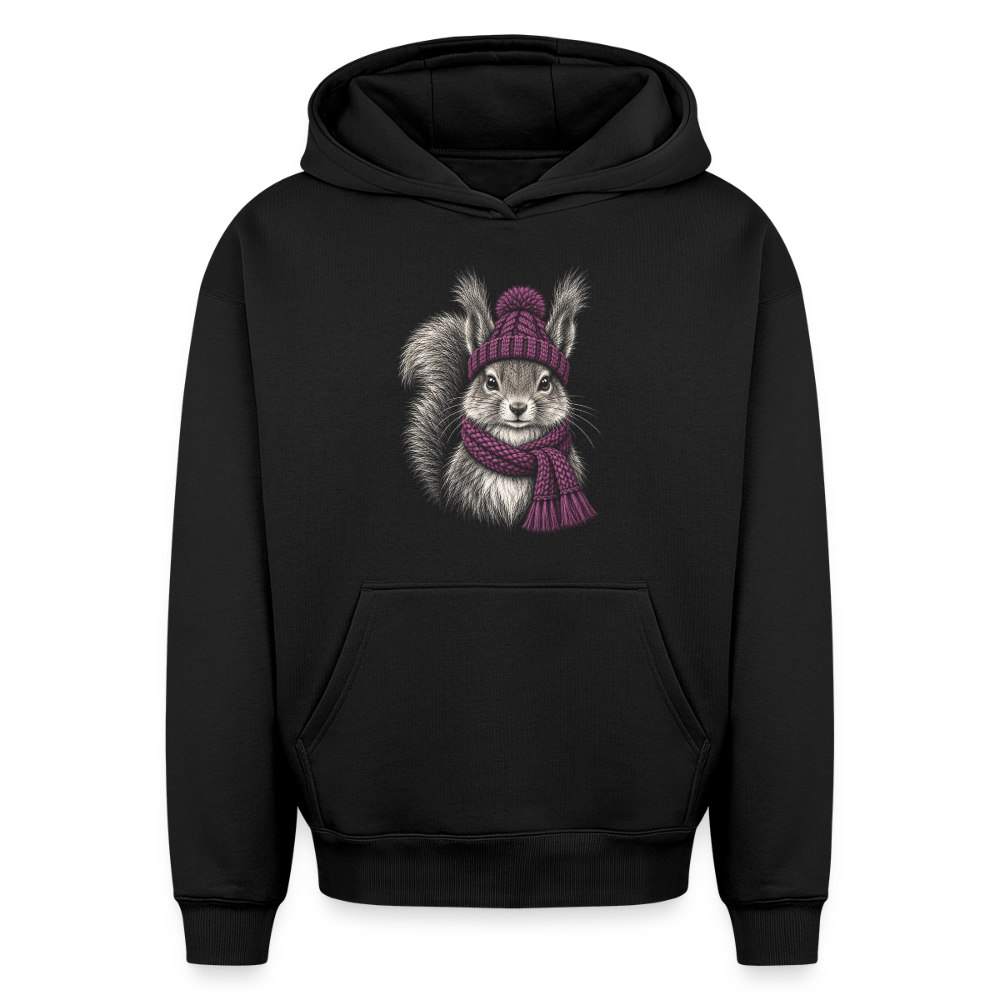 Eichhörnchen Oversized Heavyweight Hoodie - Schwarz