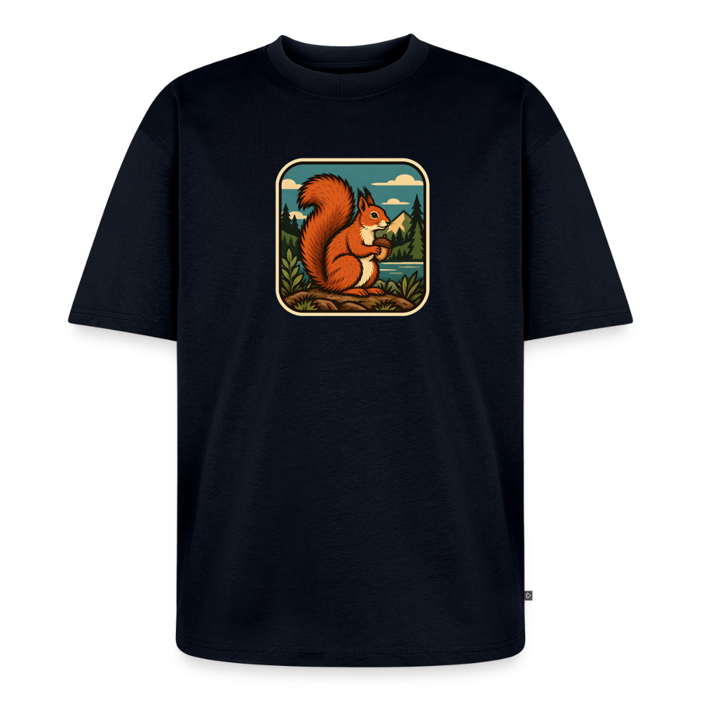 Waldwappen Eichhörnchen  Premium Oversized Bio T-Shirt - Navy