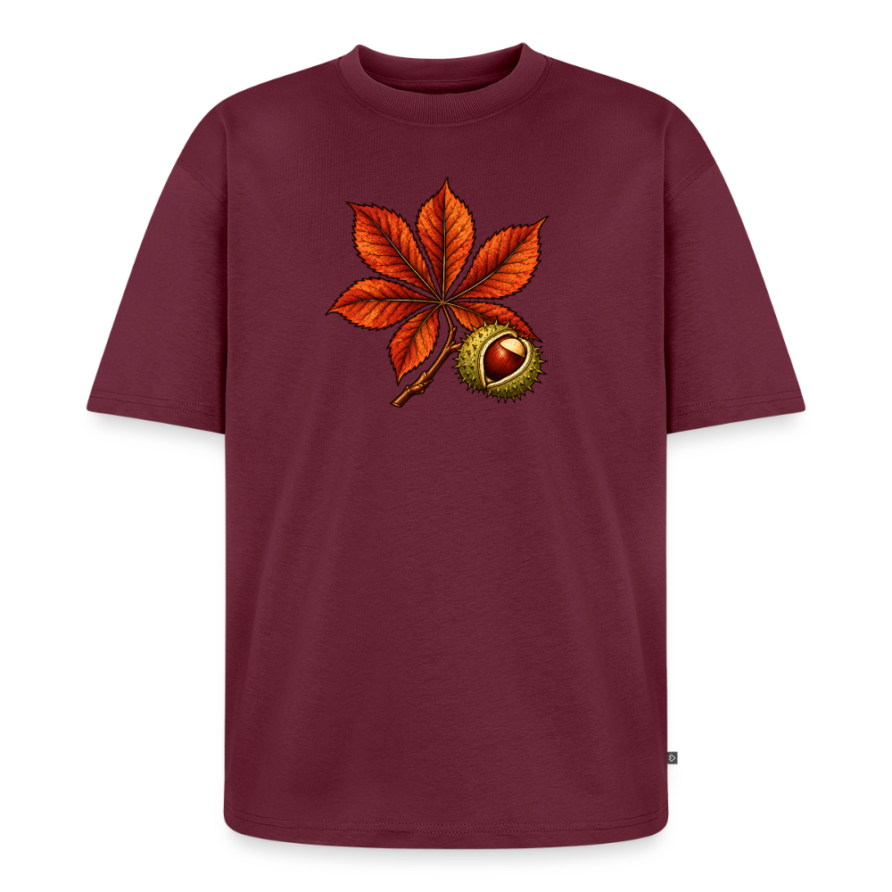 Rosskastanie Premium Oversized Bio T-Shirt - Burgunderrot