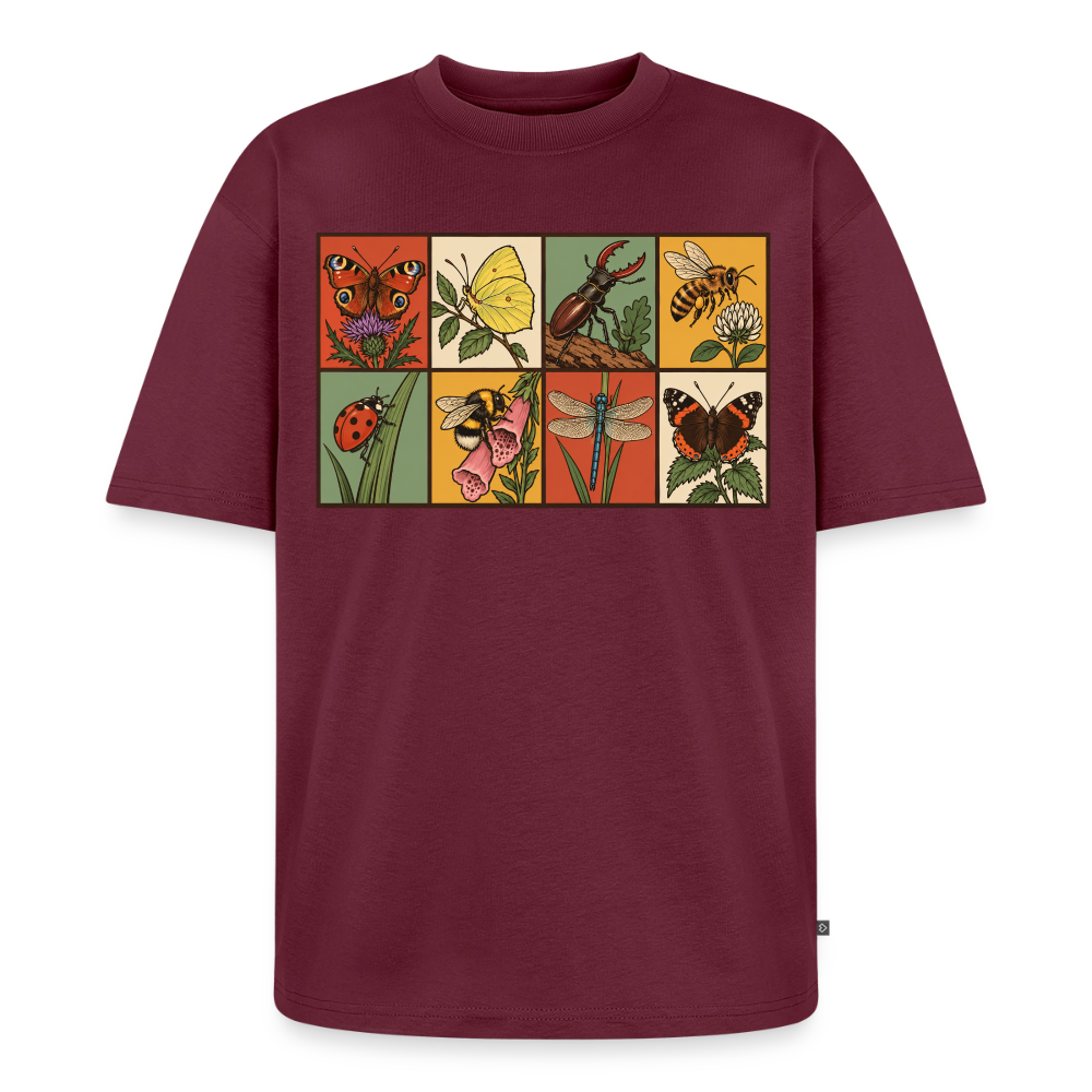 Insekten der Natur Premium Oversized Bio T-Shirt - Burgunderrot