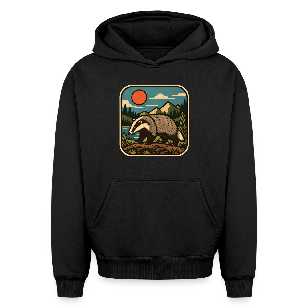 Dachs Oversized Heavyweight Hoodie - Schwarz